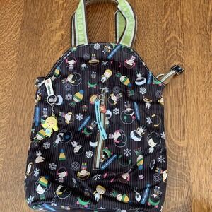 Vtg Y2K Harajuku Lovers Shoulder Tote Nylon Snowflake Print